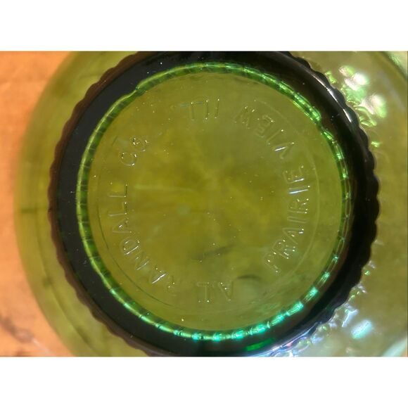 Vintage A.L. Randall Co. Emerald Green Candy Glass Bowl with Ribbed Collar Base - Picture 8 of 8